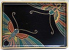 ART DECO Japanese LACQUER TRAY, BUTTERFLIES w/ BOX
