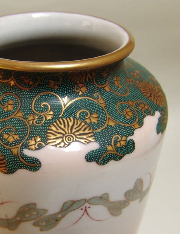 Rare Japanese Art Nouveau Porcelain Vase from Kutani