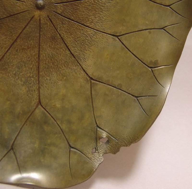 Unusual Antique Japanese Brass Lotus Dish