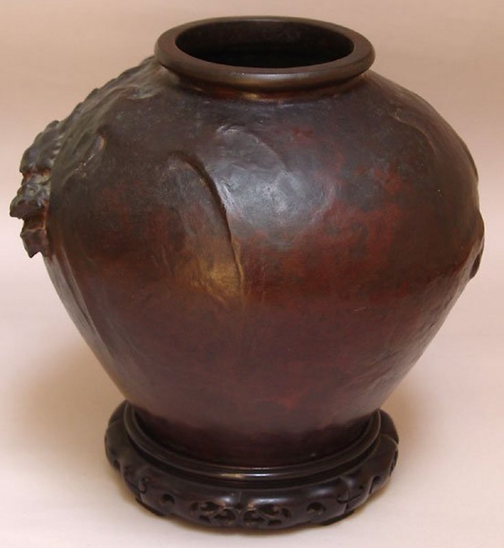 Antique Japanese Bronze Dragon Vase