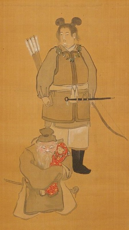 Meiji p. Japanese E-hyogu Scroll, katana-armor-bow etc