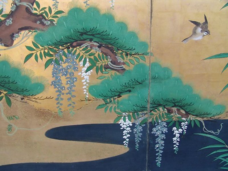 Antique Japanese Gold Wisteria Screen