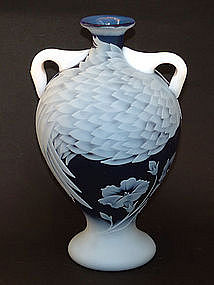 Modern Japanese Glass Vase, Cranes by Ruri Eiko