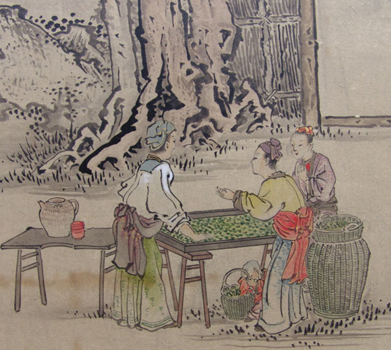 Edo period Japanese Screen Set, Silk Production B