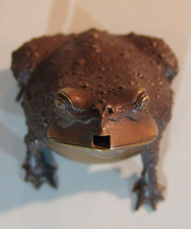 Antique Japanese Bronze Frog Flower Basin