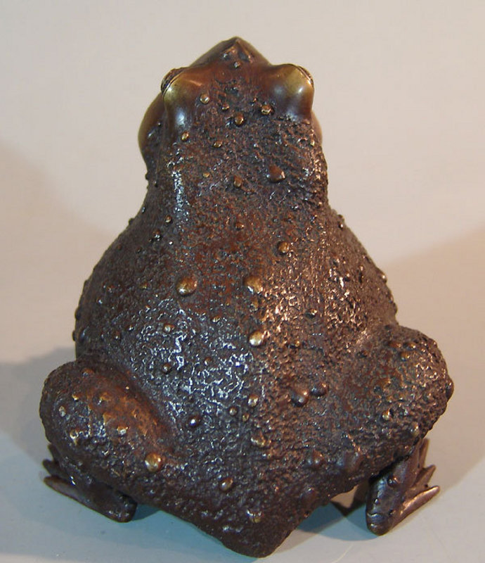 Antique Japanese Bronze Frog Flower Basin