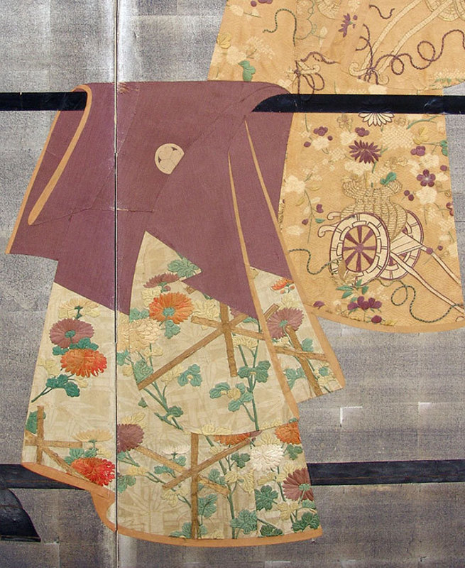 Antique Tagasode Silver Screen with Shogun Crest