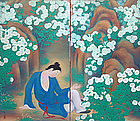 Taisho Period Japanese Screen by Reisui Hoson