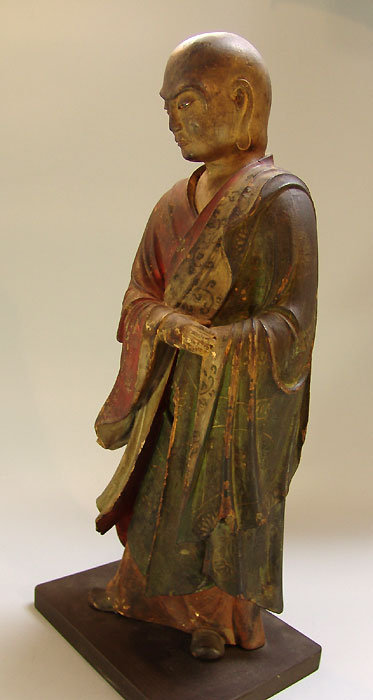 Antique Japanese wood Buddhist Figure, Rakan, 1711