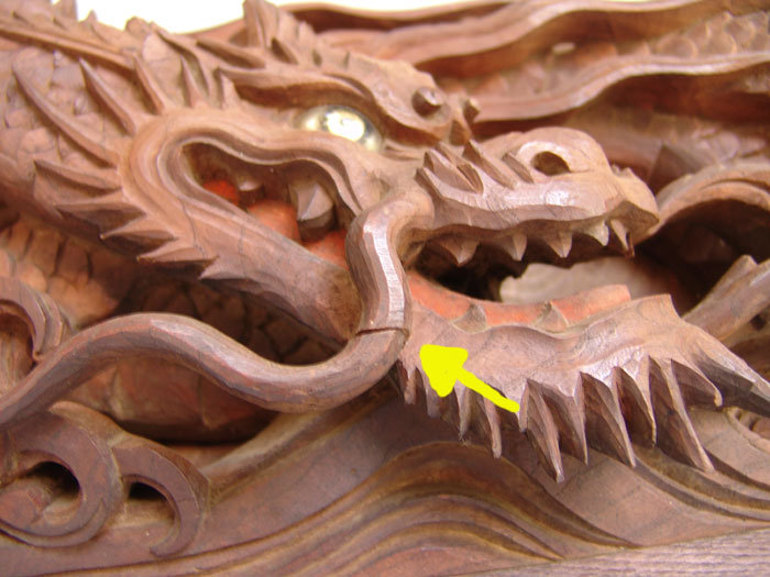 Antique Japanese Temple Dragon Carving