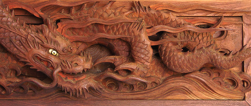 Antique Japanese Temple Dragon Carving
