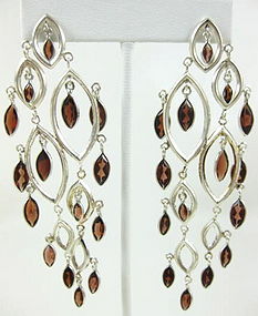 Stunning Sterling & Garnet Chandelier Earrings