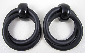 Bold Matte Black Enamel Hoop Earrings