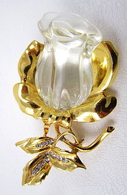 Gorgeous Carved Lucite Jelly Belly Rosebud Pin