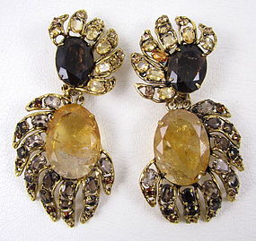 Gorgeous C&D Topaz and Citrine Chandelier Earrings
