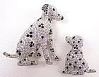Whimsical Swarovski Crystal and Enamel Dalmatian Dog Pins