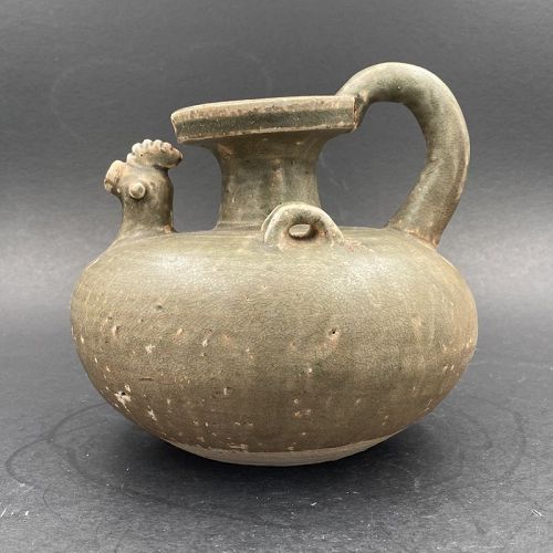 A Chinese Six Dynasties Yue Celadon Glazed Chicken Head Ewer