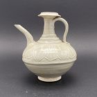 A Chinese Song Dynasty White Glazed Ewer with Lotus Design