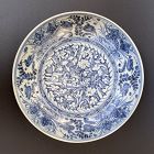 A Large Ming Dynasty Hongzhi Period Blue and White Plate with Ducks
