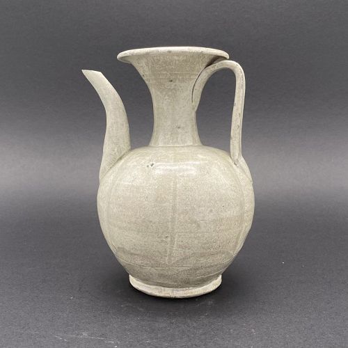 A Chinese Song Dynasty Qingbai Glazed Melon Shaped Ewer
