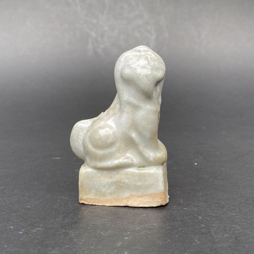 A Chinese Late Ming Dynasty Dehua Seated Lion Joss Stick Holder