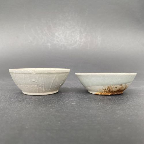 Two Small Yuan Dynasty Dehua Kiln Qingbai Glazed Lotus Dishes