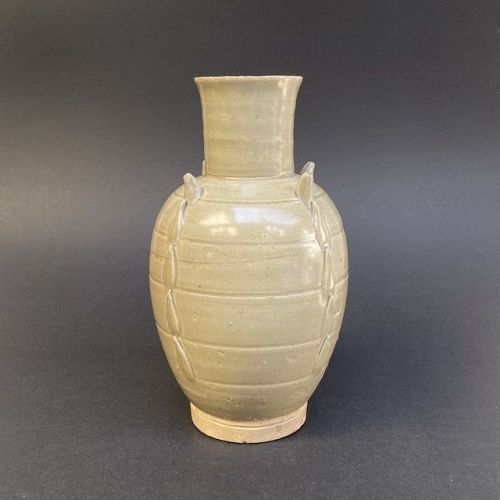 A Song Dynasty Yue Celadon Glazed Vase with Horns