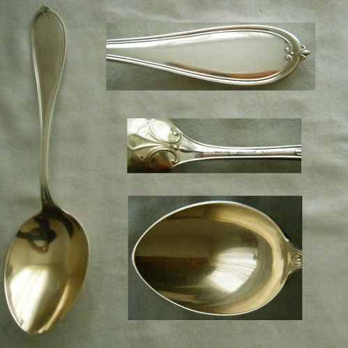 N. Harding "Threaded" Pure Coin Silver Pudding Spoon