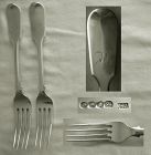 Pair William Johnson, London, 1834 'Tipt' Sterling Silver Dinner Forks