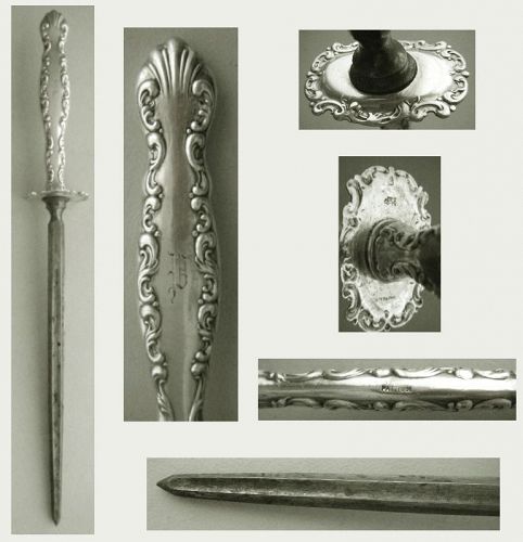 Whiting "Louis XV" Large Sterling Handle Meat Skewer or Sharpener