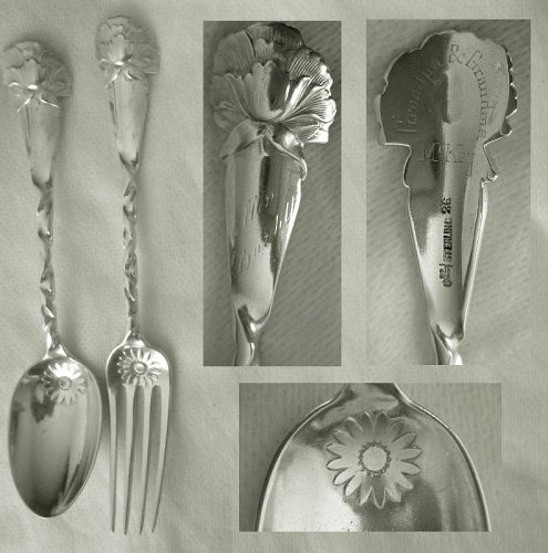 Whiting No. 26 "Peony Twist" Sterling Silver Youth Fork & Spoon