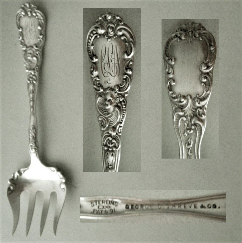 Dominick &amp; Haff &quot;Cupid&quot; George Shreve SF Sterling Silver Sardine Fork