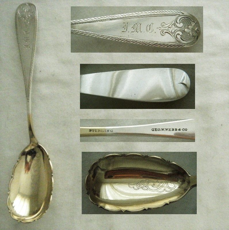 George Webb, Baltimore, Engraved Feather Edge Sterling Silver Spoon
