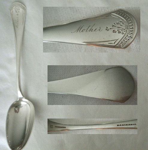 Durgin circa 1880 Sterling Silver Serving Spoon Engraved "Mother"