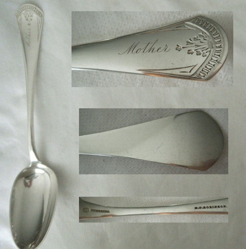 Durgin circa 1880 Sterling Silver Serving Spoon Engraved &quot;Mother&quot;