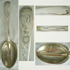 J S MacDonald, Baltimore, Engraved Large Sterling Silver Serving Spoon