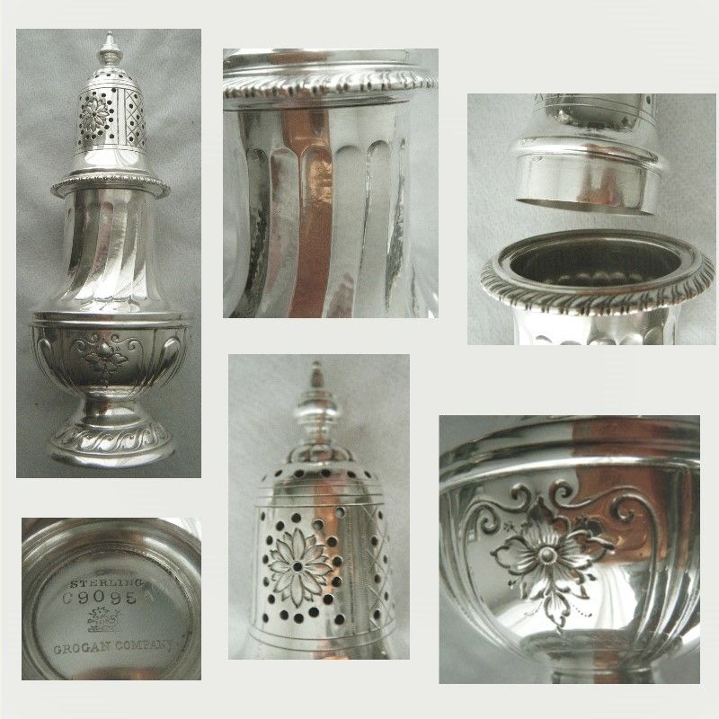 Redlich for Grogan Co. Sterling Silver Chased &amp; Hammered Muffineer