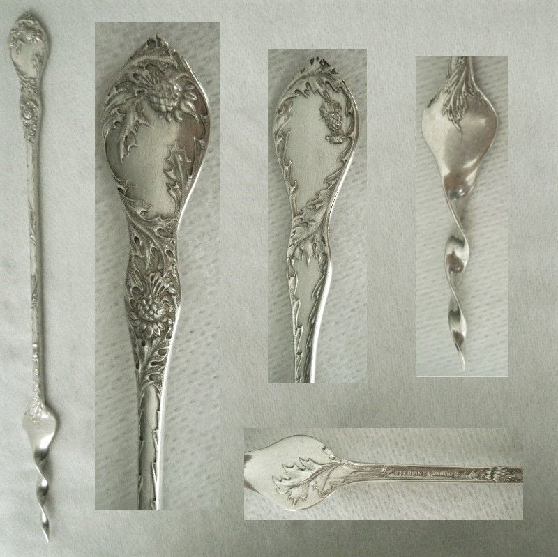 Blackinton &quot;Thistle&quot; Art Nouveau Sterling Silver Long Olive Spear