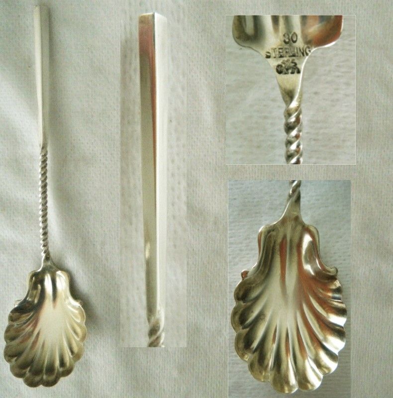 Whiting &quot;Twist&quot; with Diamond Handle Shell Bowl Sugar Spoon