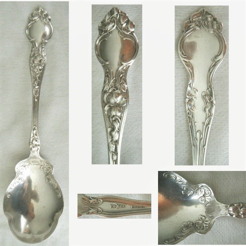 Wallace &quot;Violet&quot; Art Nouveau Sterling Silver Preserve Spoon