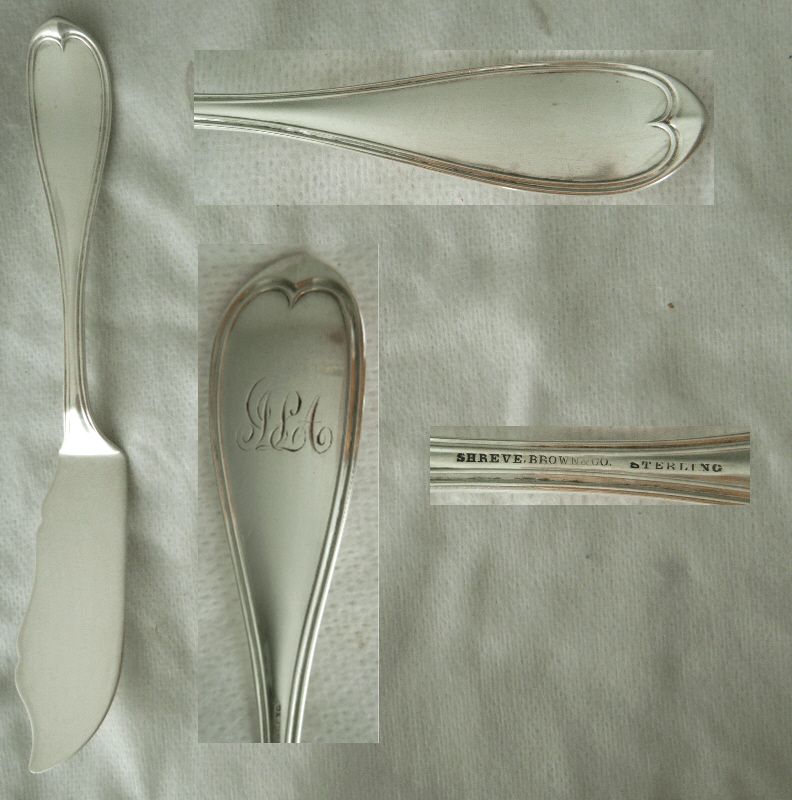 Shreve, Brown &amp; Co. &quot;Oval Thread&quot; Sterling Silver Master Butter Knife
