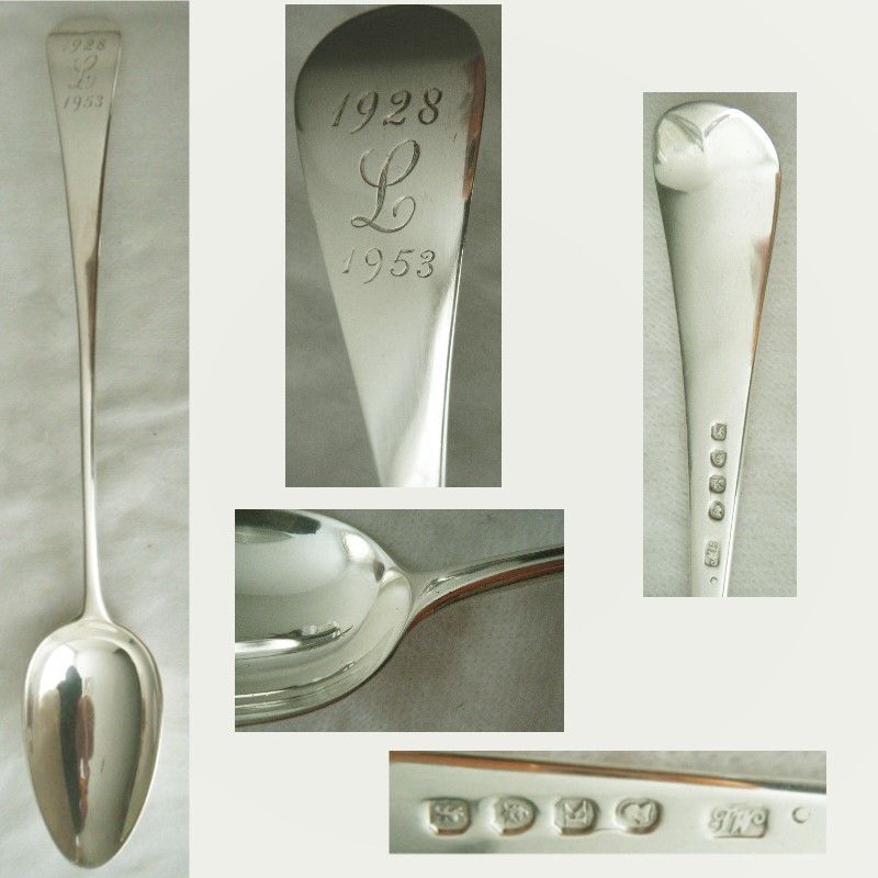 Thomas Wallis London 1805 &quot;Old English&quot; Sterling Silver Platter Spoon