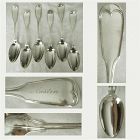 Shreve & Co. San Francisco "French Thread" 6 Coin Silver Place Spoons