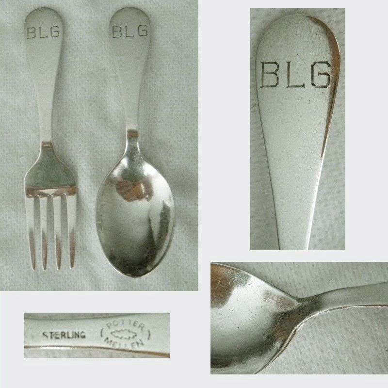 Potter Mellen, Cleveland, A&amp;C Sterling Silver Baby Spoon &amp; Fork