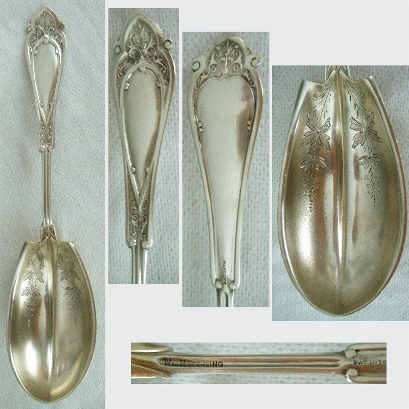 Wood &amp; Hughes &quot;Venetian&quot; Sterling Silver Large Bowl Preserve Spoon