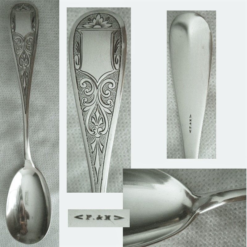 Farrington &amp; Hunnewell 19th C. Engraved Coin Silver Preserve Spoon