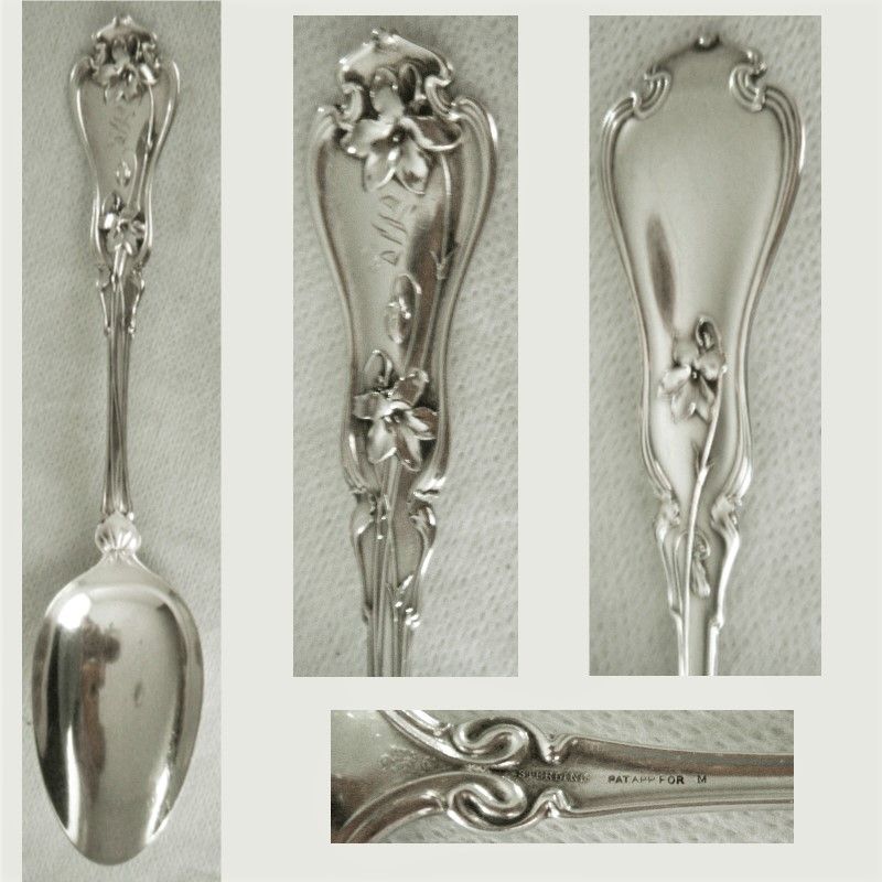 Whiting &quot;Violet&quot; Old Sterling Silver Table Serving Spoon