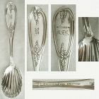 A.F. Burbank "Olive" Pure Coin Silver Shell Bowl Preserve Spoon