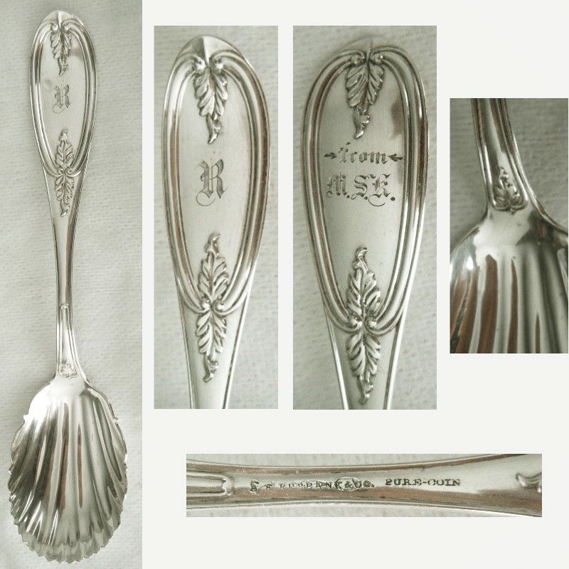 A.F. Burbank &quot;Olive&quot; Pure Coin Silver Shell Bowl Preserve Spoon