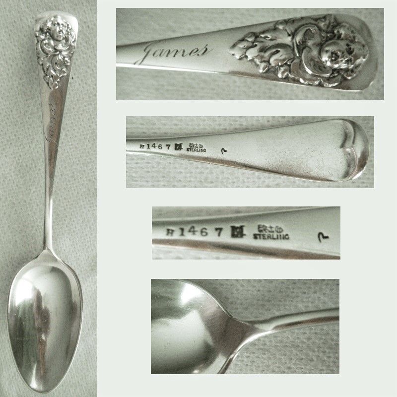 Gorham &quot;H 1467&quot; Applied Baby or Cherub Sterling Silver Youth Spoon